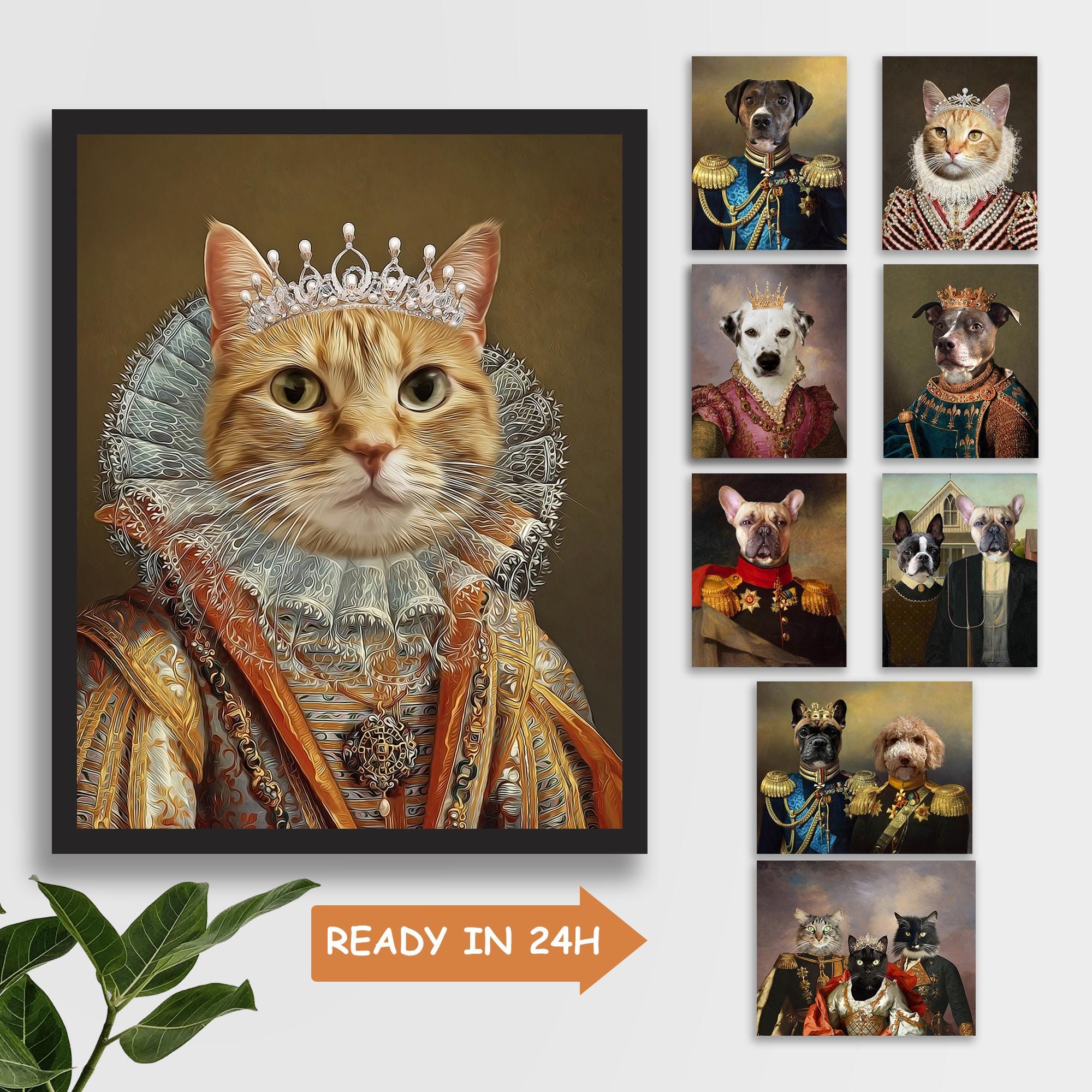 Custom Renaissance Pet Portrait, Royal Pet Portrait, Birthday Gift,Dog Art Regal Pet Portrait,Pet Loss Gift, Dog Passed Away,King Queen Pet