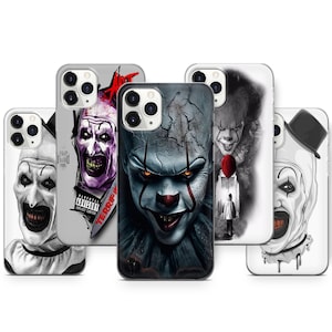 Funda para teléfono con diseño de payaso asesino de terror para iPhone 17 Pro Max 16 Pro 15 14 13 12, compatible con Pixel 10 Pro XL 10A 9 8 7 6. Regalo para él/ella.