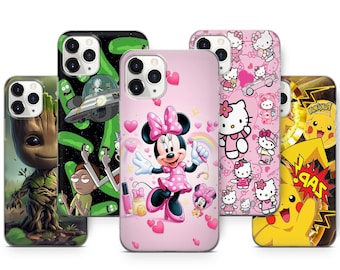 Cartoon Pika Kitten Phone Case For iPhone 17 Pro Max 16 Pro 15 14 13 12 Fit Pixel 10 Pro XL 10A 9 8 7 6 Cute Gift for Her/Him
