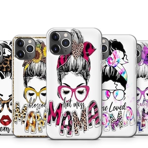 Mama Super MOM LIFE telefoonhoesje voor iPhone 16, 15, 14, 13, 12, 11, Samsung S25, S24, S23, S22, S21, S20, Google Pixel 9 Pro XL, 8, 7, 6, 5