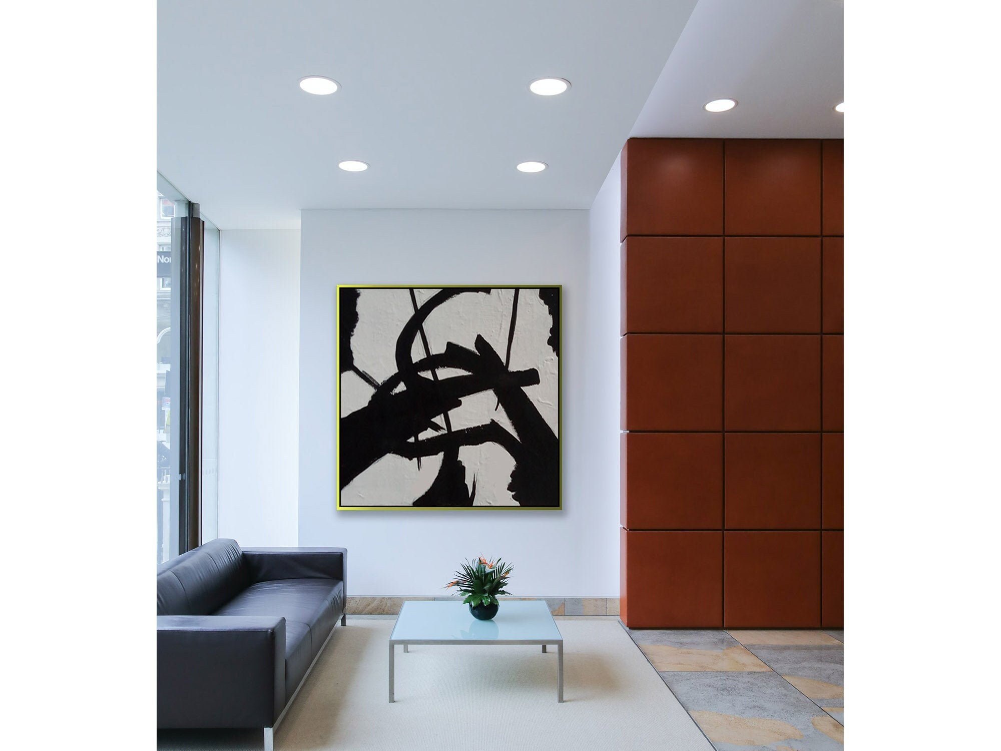 White And Black Abstraction Large Painting W&B Artwork Etsy