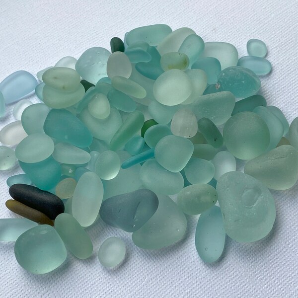 Sea Glass from North East UK coastline, mostly aqua green/ blue colour collection, collectable sea glass,art and craft projects.