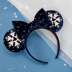 Luxus dunkelblaue Glaskristall Schneeflocken Ohren