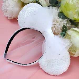 Oreilles de mariage en tulle et sequins de luxe avec long voile de tulle double épaisseur en option