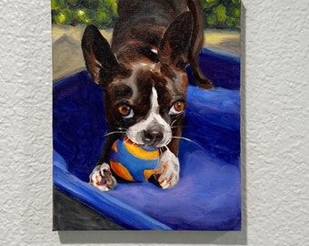 Custom Pet Portrait Oil Painting on Canvas from Photo, Hand Painted Oil Painting