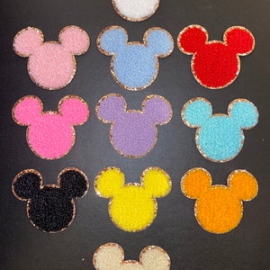 MICKEY MOUSE Chenille Glitter Varsity Patch Self Adhesive - 2 - 3 inches Letter * stoney clover lane dupe SCL *