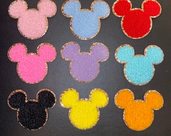 MICKEY MOUSE Chenille Glitter Varsity Patch Self Adhesive - 2 - 3 inches Letter * stoney clover lane dupe SCL *