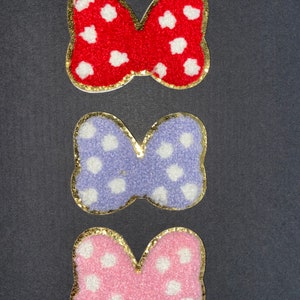 3.5 Inch Glitter Minnie Mouse Iron on Patch Glitter Mickey Mouse Iron on Patch  Embroidered Disney Patch 