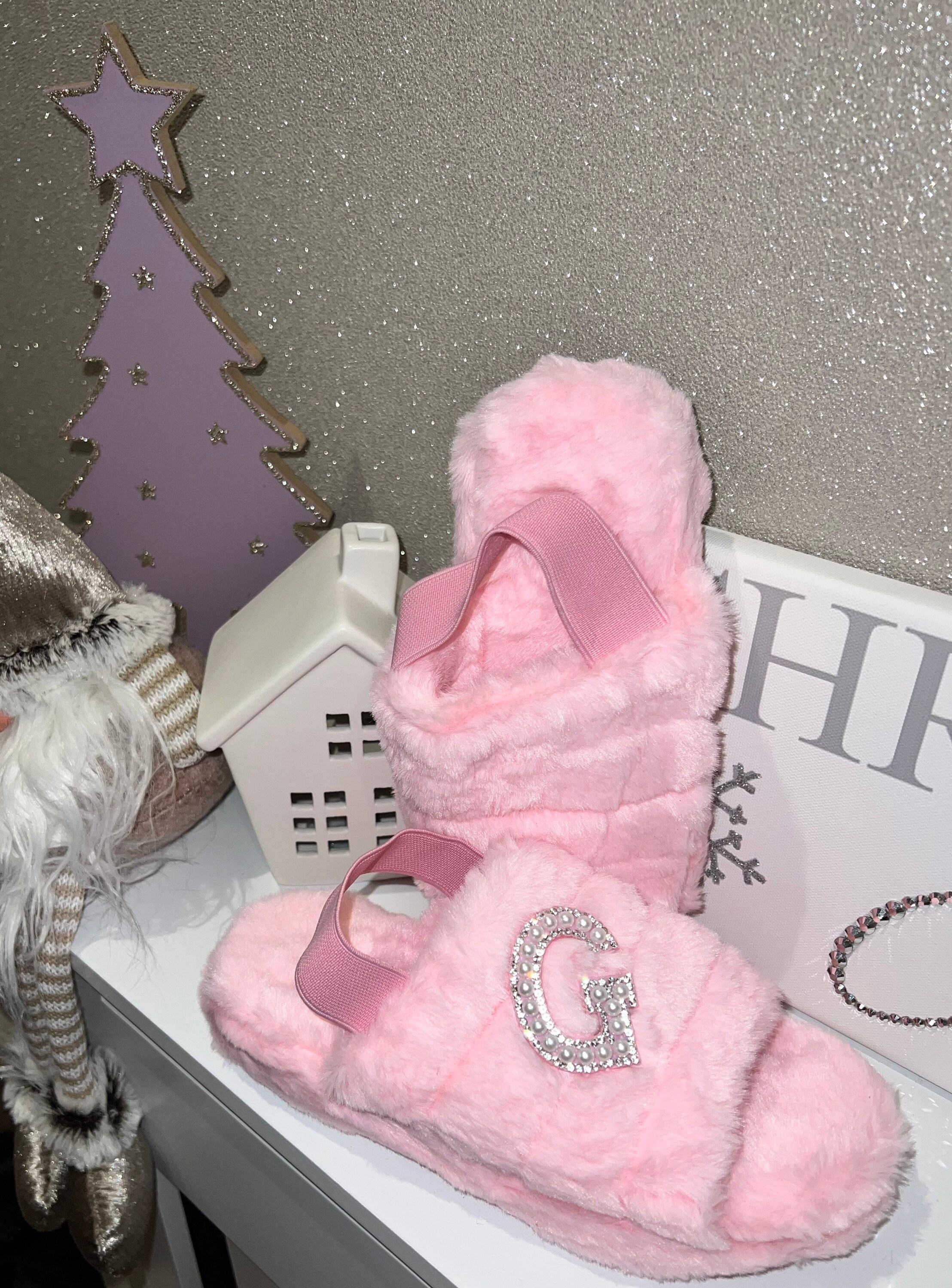 Buy Childrens Fluffy Personalised Slippers Kids Sliders Online in