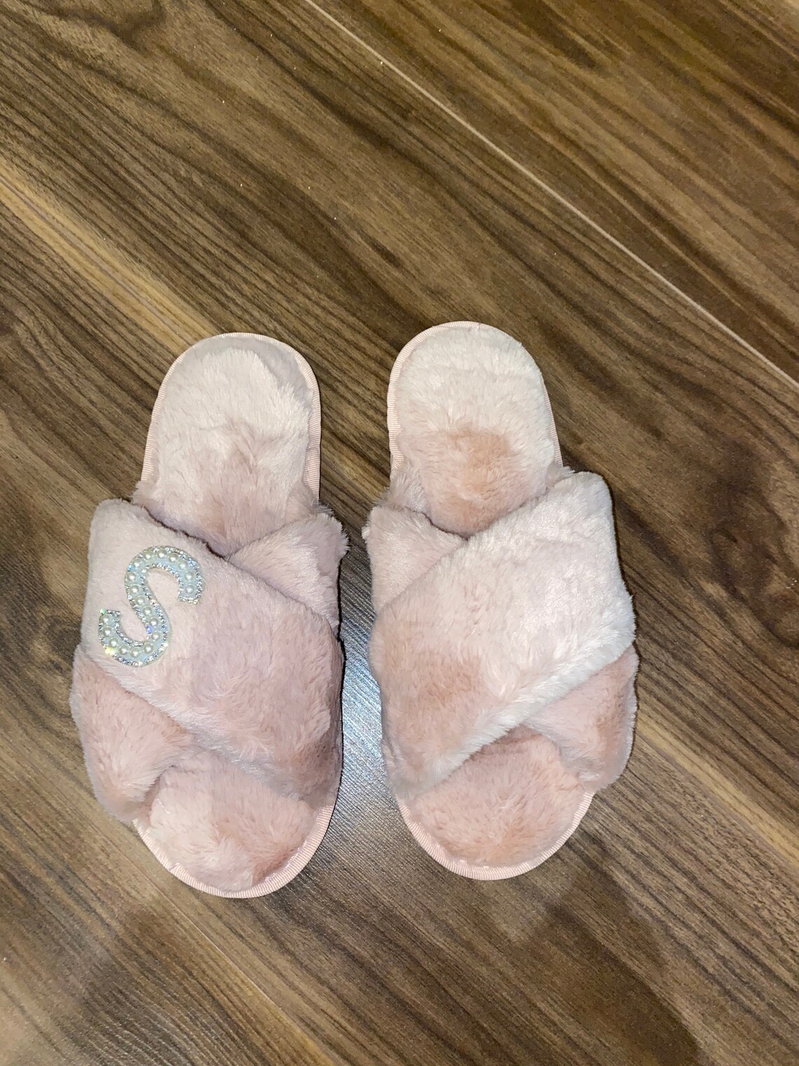 PINK fluffy personalised slippers Etsy