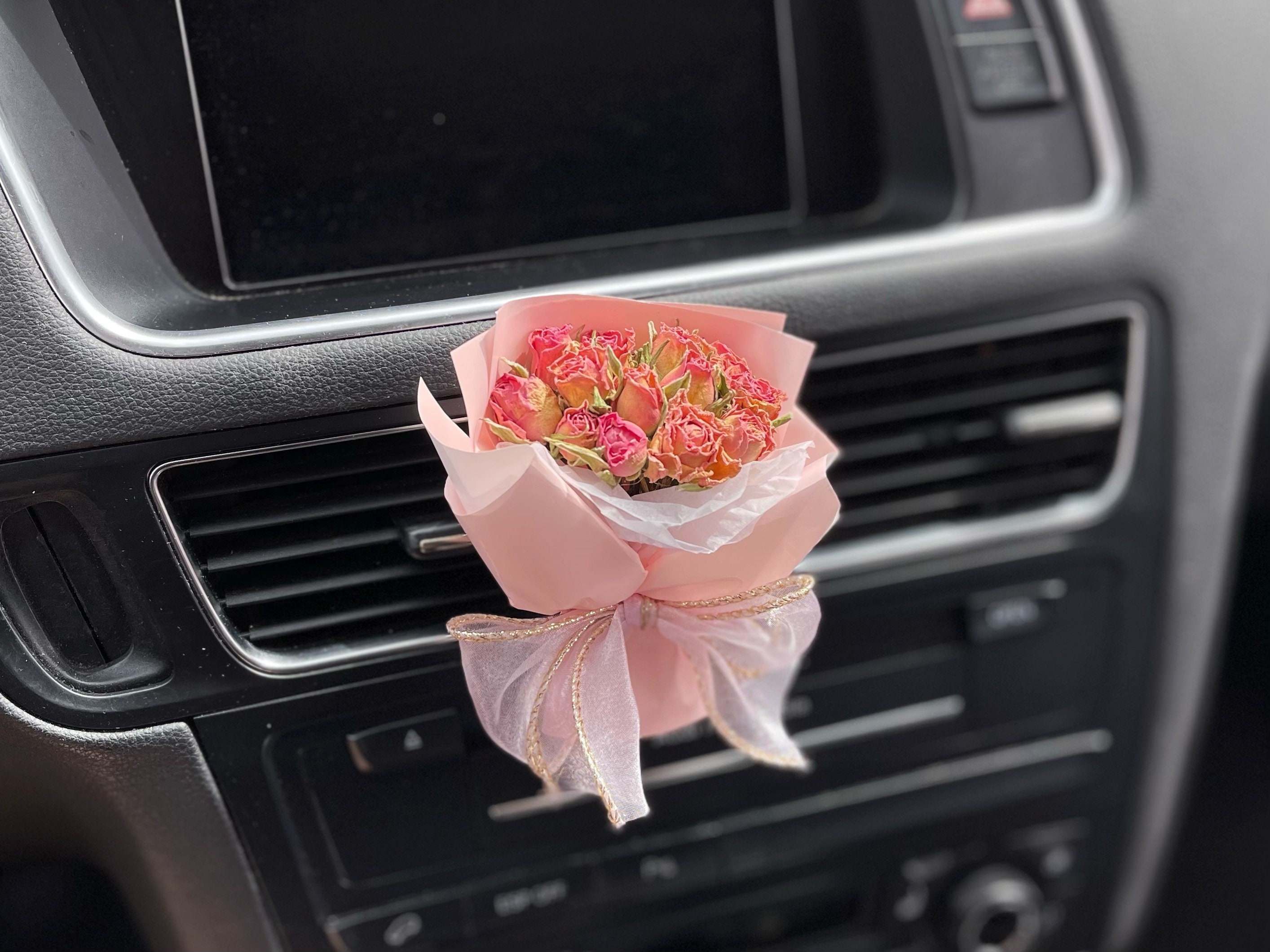 Crochet Rose Car Hanging, Cute Car Accessories for Woman, Car