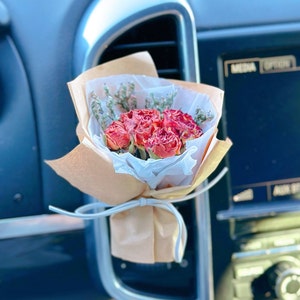 Handmade Mini Natural Dried Flower Bouquet (Rosy) ⋆ Car Accessories ⋆ Vent Clip Scent Diffuser ⋆ Perfume Decoration ⋆ Gifts for Her