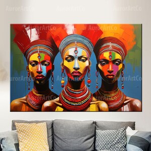 African Woman canvas, African girls print, Colorful Abstract African Art Decor, African Decor