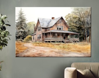 Vintage Farmhouse Canvas Print: Rustic Barn Wall Art