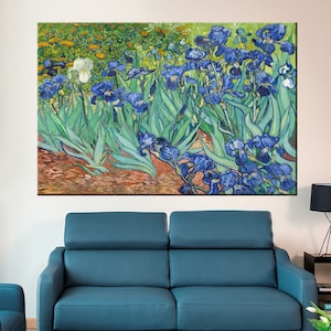 Vincent van Gogh Irises Reproduction Canvas Print, Irises Wall Art, Blue Irises Wall Decor, Floral Print