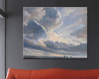 Simon Alexandre-Clément Denis Reproduction Print, Study of Clouds with a Sunset near Rome Canvas Print