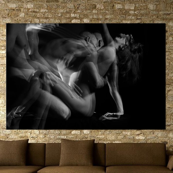 Abstraction sex decor, Wall art sex, Black sex canvas, Canvas kiss, Picture sex, Abstraction love print, Wall art love, Bedroom sex decor