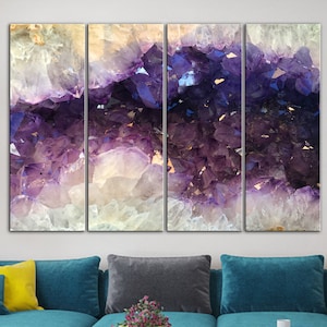 Luxe Amethyst Geode Canvas Print: Marble Abstract Mineral Wall Art