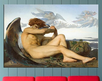 Fallen Angel Alexandre Cabanel Reproduction Print, Fallen Angel Canvas Prints, Cabanel Painting, Angel Wall Decor, Famous painting