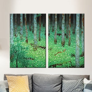 Katayama Bokuyo Reproduction Print, Bokuyo Mori Wall Art, Bokuyo Forest Canvas, 2 Panels SET
