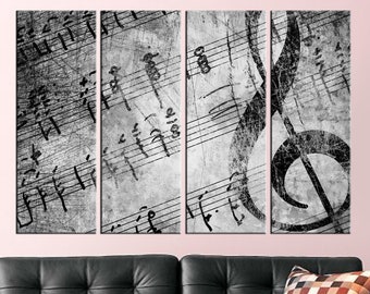 Music Notes Canvas, Musical Gift Wall Art, Music Print