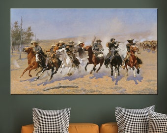 Frederic Remington Cowboy Canvas Print, Vintage Western Wall Art