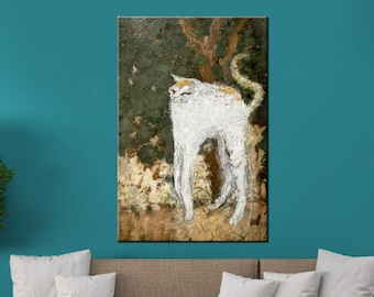 Le chat blanc Pierre Bonnard Reproduction Canvas Print, The White Cat Famous Painting, Vintage Cat Prints, Cat Home Decor, Cat lover gift