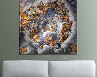 Assembly of Gods on Olympus | Giulio Romano Reproduction | Renaissance Fresco, Mythology Canvas Print