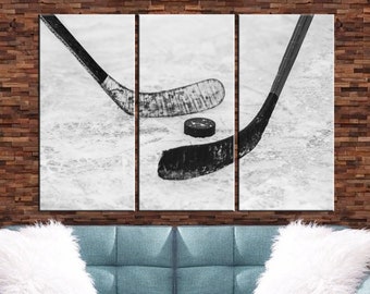 Hockey Photo Canvas Print, Sport wall decor for home, Hockey sticks home decoration art