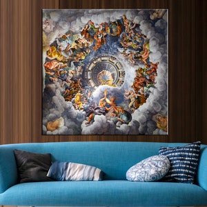 Giulio Romano Reproduction Canvas Print, Romano Home of the Gods Fresco Wall Art (1532-1534)