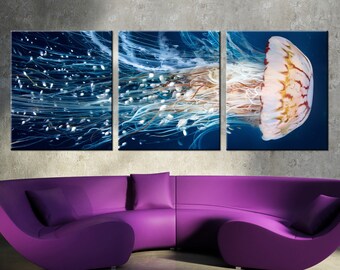 Jellyfish Canvas Print | Ocean Wall Art | Marine Life Decor | Underwater Sea Art | Coastal Wall Decor