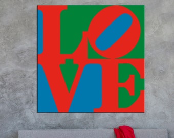 Tela d'amore di Robert Indiana, stampa di Robert Indiana, Indiana Pop Art, stampa d'arte moderna