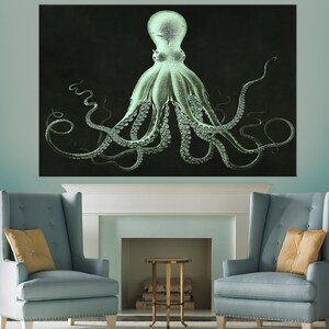 Octopus Abstract Wall Art, Octopus décor, Sea creatures canvas, Nautical Decor, Kraken art
