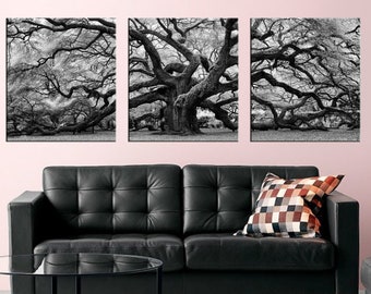 Tree Oak Wall Art, Tree of Life Canvas Print, Tree Panoramic Wall Decor, Big Tree Photo Art