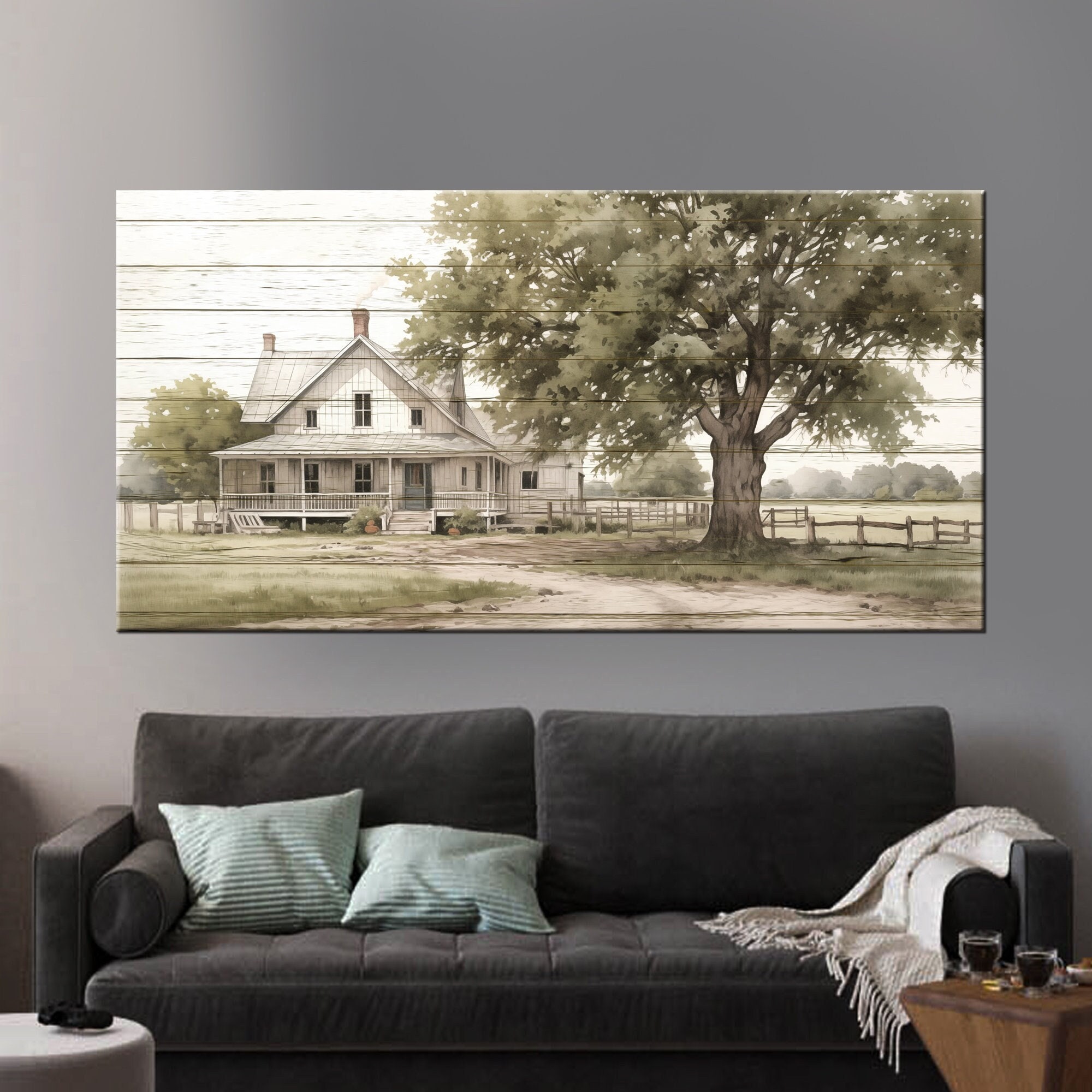 Vintage Farmhouse Canvas Print, Farmhouse Wall Art Decor, Old Farmhouse ...