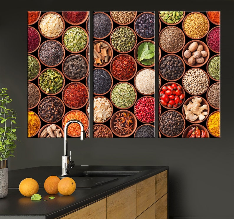 Spice Choices Canvas Herbs and Spices Wall Art Chef Gift Etsy
