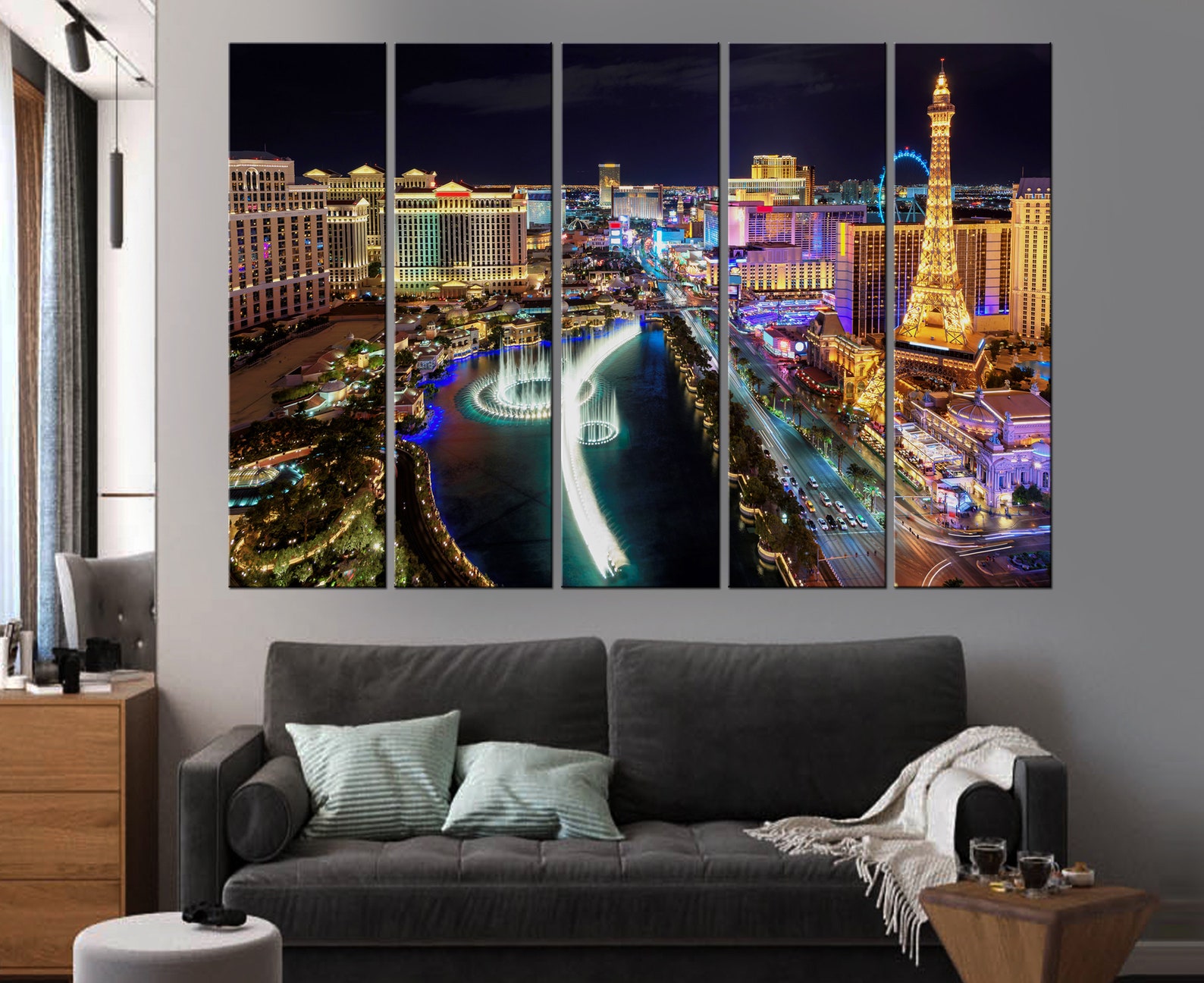 Night Las Vegas Print Las Vegas Painting Las Vegas Poster Etsy