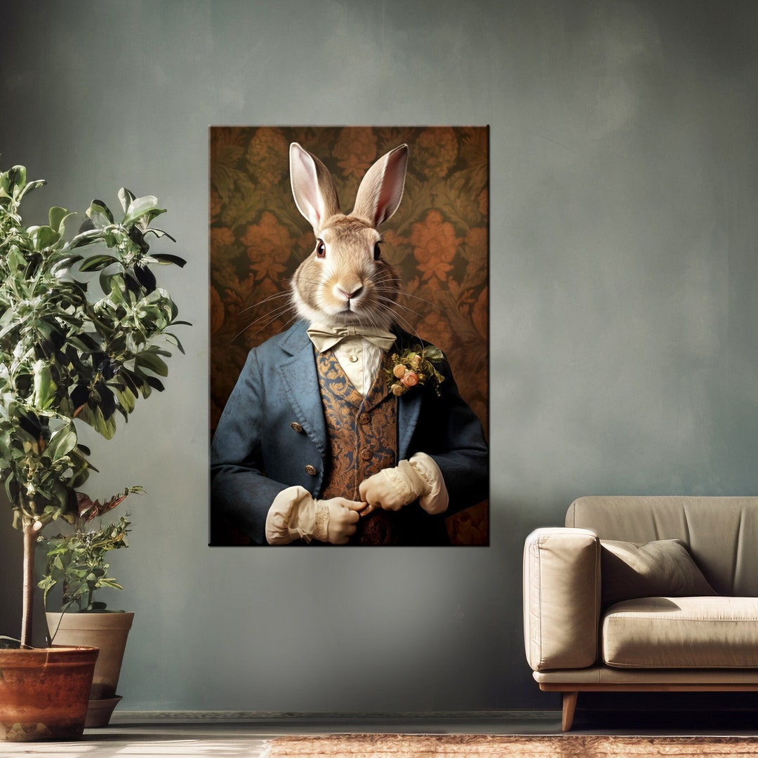Renaissance Rabbit Portrait Prints, Vintage Rabbit Canvas Print ...