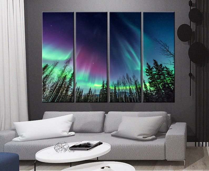 Northern Lights Canvas Northern Lights Wall Art Aurora Etsy Canada