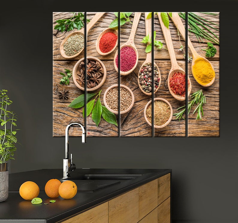 Spice Choices Canvas Herbs and Spices Wall Art Chef Gift Etsy