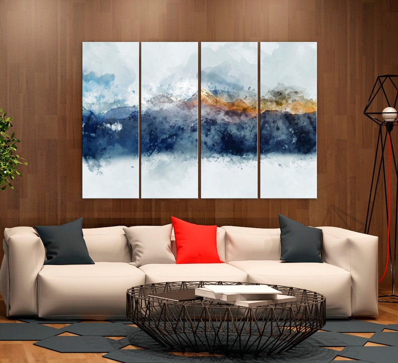 Watercolor mountain canvas Abstract mountain wall art Etsy