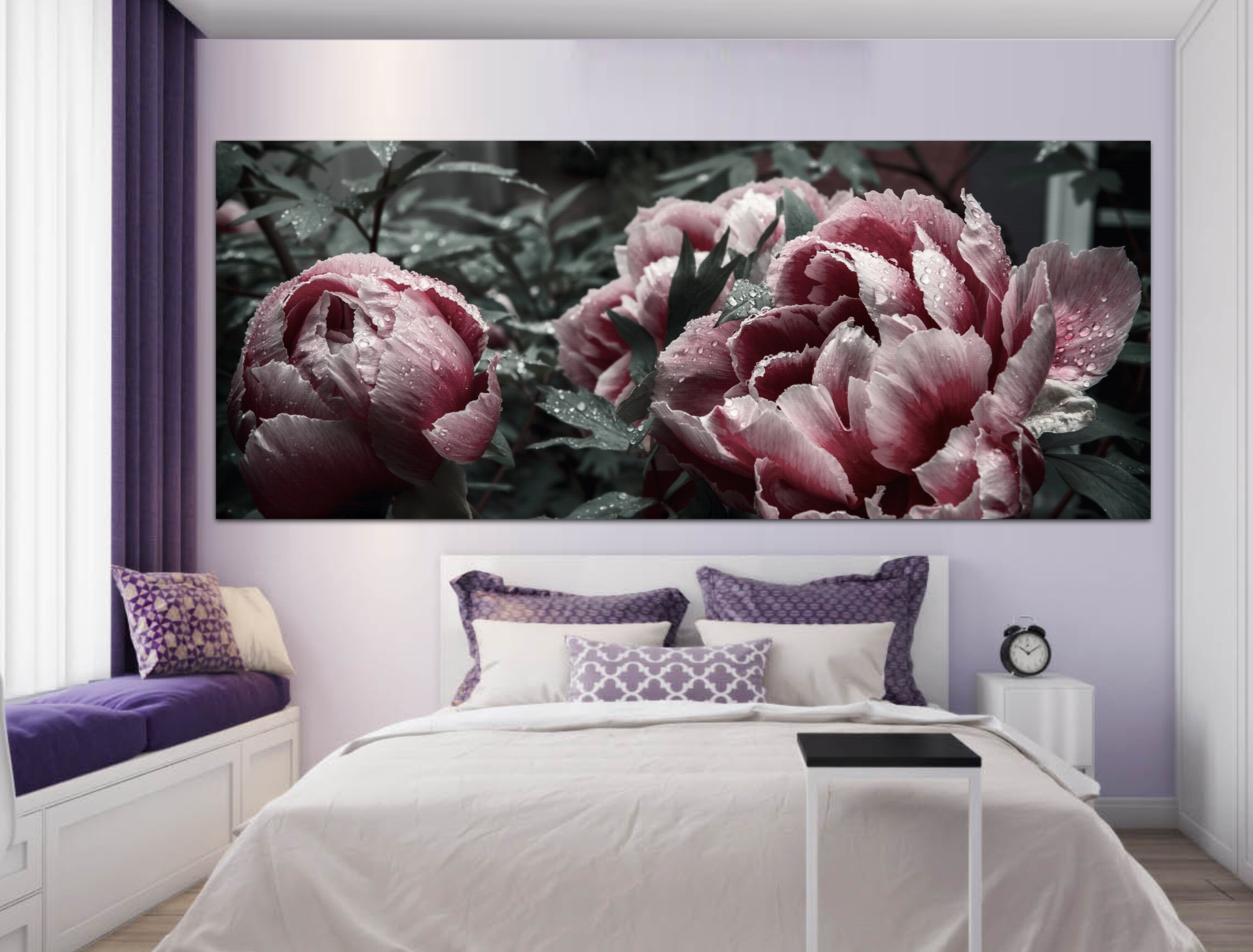 Vintage Peony Canvas Art, Dark Floral Print, Large Wall Decor - Etsy