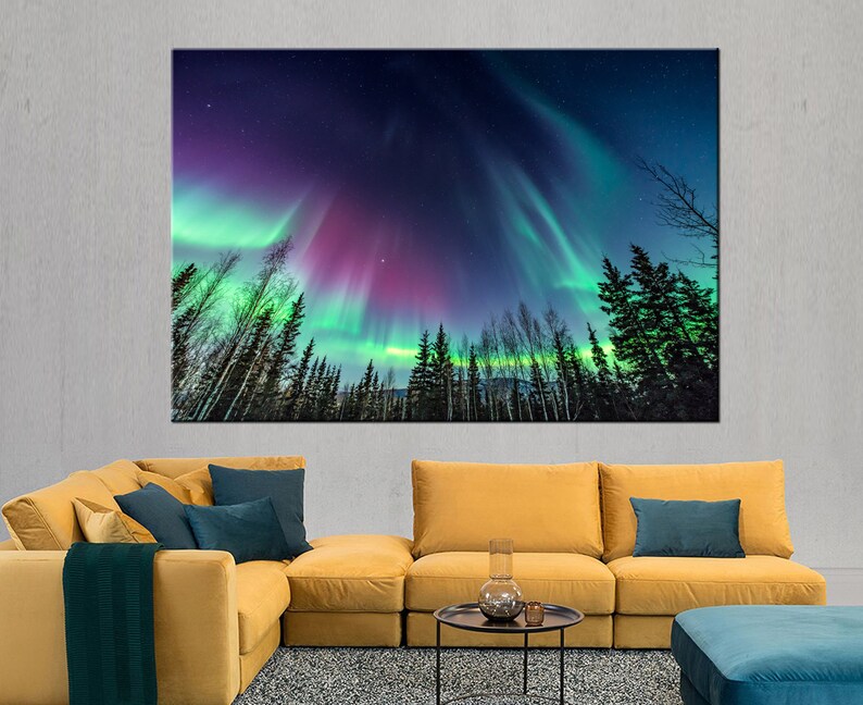 Northern Lights Canvas Northern Lights Wall Art Aurora Etsy