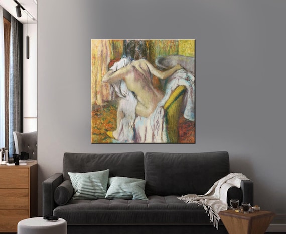 Edgar Degas Reproduction Canvas Print, Edgar Degas After the Bath, Woman drying herself Prints, Famous painting, Bath Wall Decor Vintage art