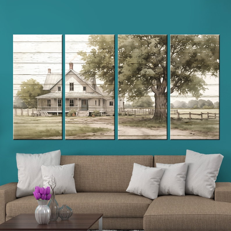 Vintage Farmhouse Canvas Print, Farmhouse Wall Art Decor, Old Farmhouse ...