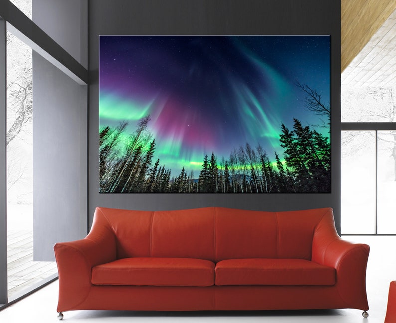 Northern Lights Canvas Northern Lights Wall Art Aurora Etsy