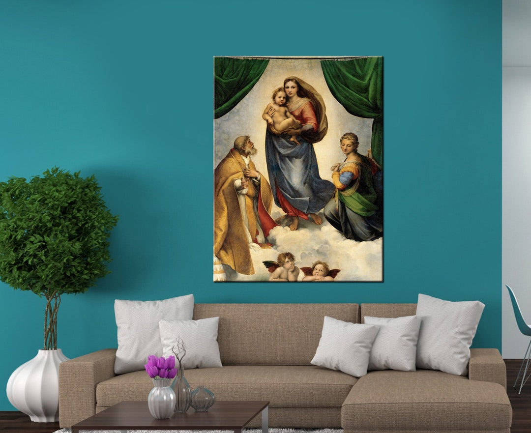 Raphael Sixtina Madonna Canvas Print: Vintage Wall Art Reproduction - Etsy