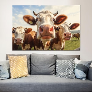 Funny Cows Canvas Print: Whimsical Farmhouse Wall Art