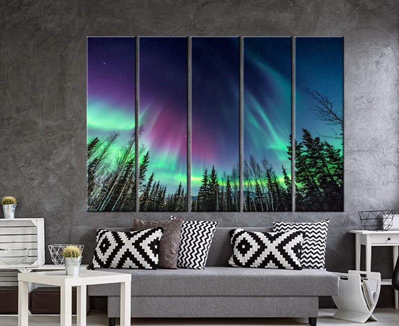 Northern Lights Canvas Northern Lights Wall Art Aurora Etsy Canada