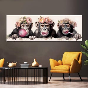 Humorous Monkey Trio Canvas Print: Playful Primate Wall Art